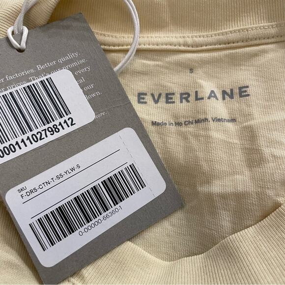 EVERLANE The Organic Cotton Weekend Tee Dress Yellow Mini Pocket Short Sleeve - Picture 7 of 8